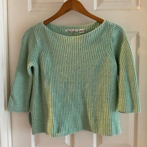 eight eight eight Green Crew Neck Sweater with Ribbed Texture